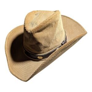 Vtg 1970s Resistol Tan Corduroy Leather Band Outlaw Cowboy Western Hat